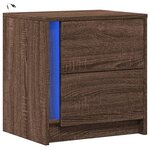 vidaXL Armoire de chevet et lumières LED chêne marron bois ingénierie