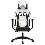 vidaXL Chaise de jeu avec repose-pied Blanc et noir Similicuir