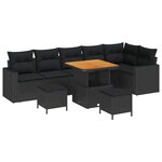 vidaXL Ensemble de canapé de jardin 9 Pièces Noir polyrotin