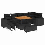 vidaXL Ensemble de canapé de jardin 9 Pièces Noir polyrotin