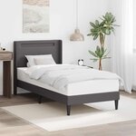 vidaXL Cadre de lit avec bandes LED Gris 90 x 190 cm Simili cuir