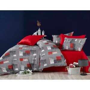 Parure de lit - housse de couette 220 x 240 + 2 taies d'oreiller 60 x 60 100 microsatin - Gris