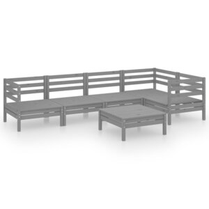 Salon de jardin meuble d'extérieur ensemble de mobilier 6 pièces bois de pin massif gris 02_0017013