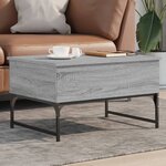 vidaXL Table basse sonoma gris 70x50x40 cm bois d'ingénierie et métal