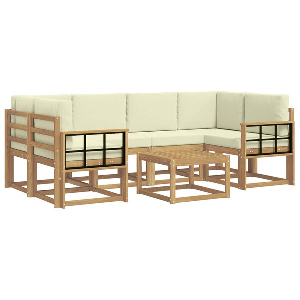 vidaXL Ensemble de canapés d'extérieur 7 pc Blanc et crème