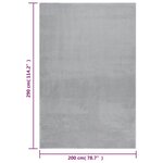 Vidaxl tapis shaggy doux lavable 200x290 cm antidérapant gris