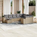 vidaXL Salon de jardin avec coussins 10 Pièces beige résine tressée