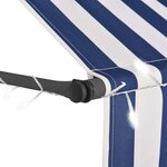 vidaXL Auvent manuel rétractable avec LED 150 cm Bleu et blanc