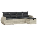 vidaXL Salon de jardin 5 Pièces avec coussins gris clair résine tressée