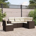 vidaXL Salon de jardin avec coussins 5 Pièces marron résine tressée