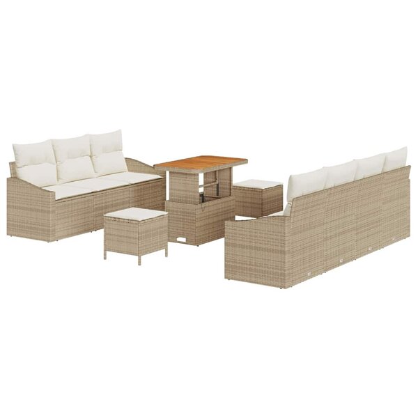 vidaXL Ensemble de canapé de jardin avec coussin 10 Pièces Beige  Crème