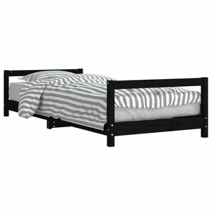 vidaXL Cadre de lit pour enfants noir 90x190 cm bois de pin massif