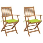 vidaXL Chaises pliables de jardin 2 Pièces avec coussins Bois d'acacia