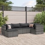 vidaXL Salon de jardin 6 Pièces avec coussins Gris Résine tressée