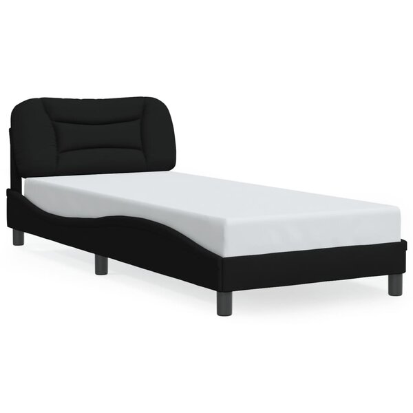 vidaXL Cadre de lit sans matelas Hvar noir 90x200 cm tissu