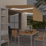 vidaXL Auvent manuel rétractable avec store et LED 4x3m Jaune et blanc