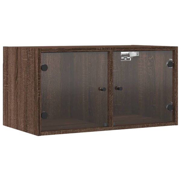 vidaXL Armoires murales portes vitrées 2 Pièces chêne marron 68 5x37x35cm