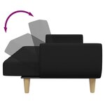 vidaXL Canapé-lit à 2 places avec repose-pied noir tissu