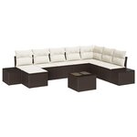 vidaXL Ensemble de canapé de jardin avec coussin 9 Pièces Marron et crème