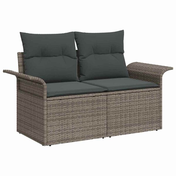 vidaXL Ensemble de canapé de jardin avec coussin 6 Pièces Gris Poly rotin