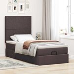 vidaXL Lit ottoman avec matelas et LED marron foncé 90x200 cm tissu