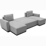 Canapé d'angle convertible panoramique PHAREL5/6 places - souris - Coffre de rangement - 297 x 155 x 85 cm
