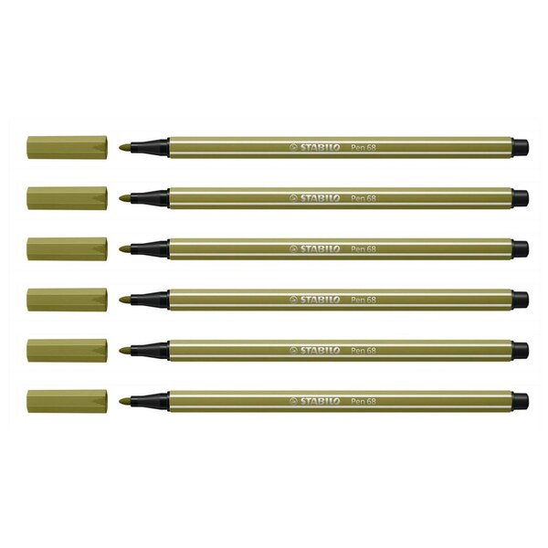 Feutre de Dessin Pointe Moyenne Pen 68 Vert épinard x 6 STABILO