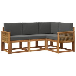 vidaXL Ensemble de canapés d'extérieur 4 Pièces Naturel et Anthracite