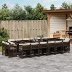 vidaXL Ensemble à manger de jardin et coussins 17 Pièces marron rotin