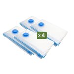 Pack and Move - Lot 4 Housses Rangement Sous Vide - Taille XL 70 x 100 cm - Sac de Compression - Couettes Oreillers - Gros Format - Fermeture Zip