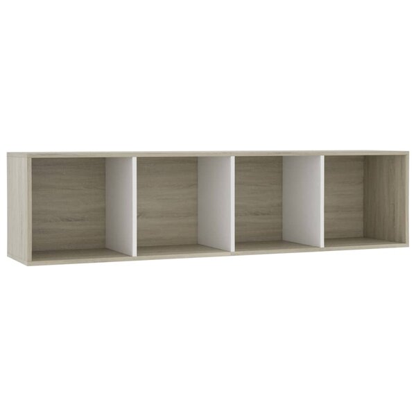 vidaXL Bibliothèque/Meuble TV Blanc et chêne sonoma 143 x 30 x 36 cm