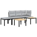 vidaXL Ensemble de banc de jardin avec coussins 4 Pièces noir