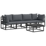 vidaXL Ensemble de canapé de jardin 5 Pièces Noir 70 x 70 x 32 cm