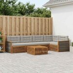 vidaXL Ensemble de canapés d'extérieur 6 Pièces Naturel et gris clair