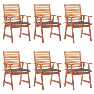 vidaXL Chaises à manger d'extérieur lot de 6 et coussins Acacia massif