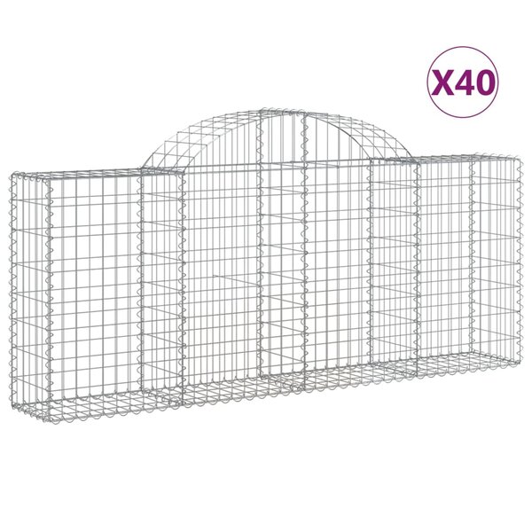 vidaXL Paniers à gabions arqués 40 Pièces 200x30x80/100 cm Fer galvanisé