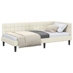 vidaXL Cadre de lit d'angle Crème 90 cm x 190 cm tissu