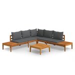 Salon de jardin meuble d'extérieur ensemble de mobilier 4 pièces avec coussins gris foncé bois d'acacia 02_0016137