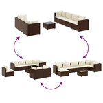 vidaXL Salon de jardin avec coussins 8 Pièces marron résine tressée