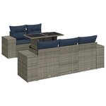 vidaXL Salon de jardin avec coussins 6 Pièces gris résine tressée acacia