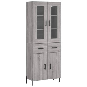 vidaXL Buffet haut Sonoma gris 69 5x34x180 cm Bois d'ingénierie