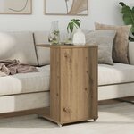 vidaXL Table d'appoint avec roue Chêne artisanal 40 x 35 x 60 cm