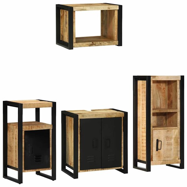 vidaXL Ensemble de mobilier de salle de bain avec étagère 4 Pièces