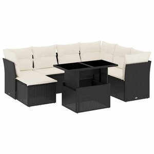 vidaXL Salon de jardin 8 Pièces avec coussins noir résine tressée