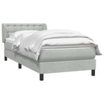 vidaXL Sommier à lattes de lit et matelas gris clair 90x220 cm velours
