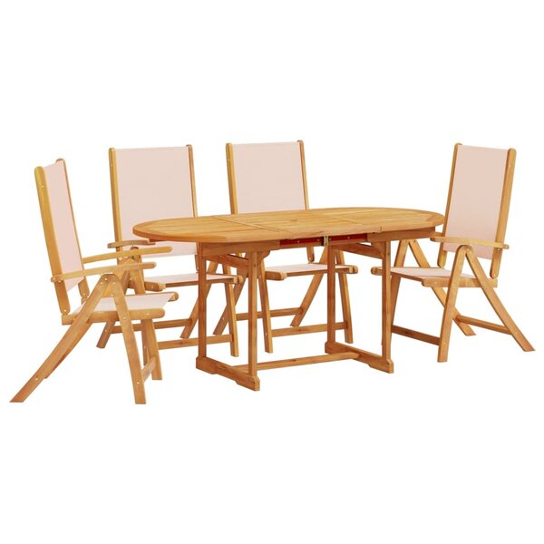 vidaXL Ensemble à manger de jardin 5Pièces bois d'acacia solide textilène