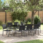 vidaXL Ensemble de salle à manger pour jardin 9 Pièces Noir Poly rotin
