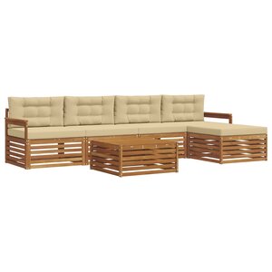 vidaXL Ensemble de canapés d'extérieur 6 pc Naturel et Beige