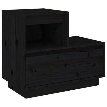 vidaXL Table de chevet Noir 60x34x51 cm Bois de pin solide