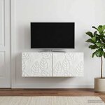 vidaXL Meuble TV mural 59 5 x 31 cm Blanc Bois d'ingénierie